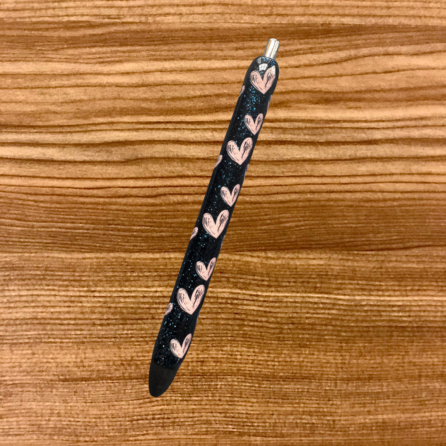 Pink Hearts on Navy