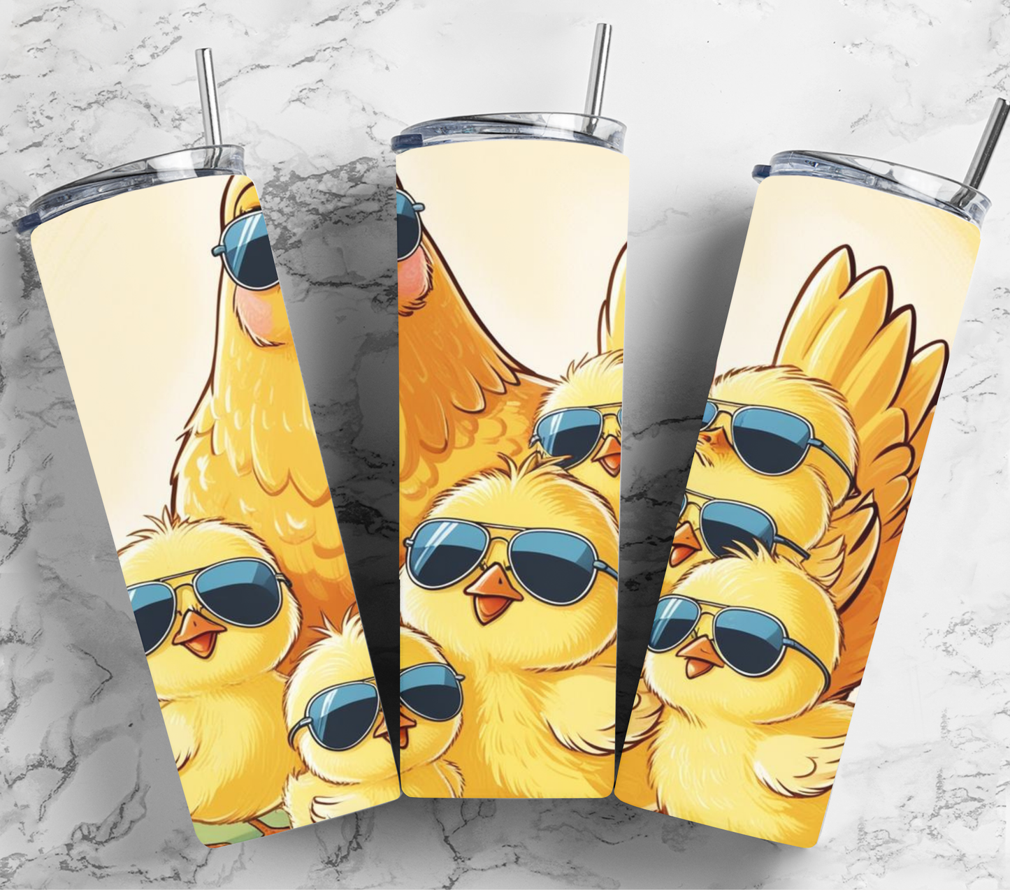 Chicken family with glasses 20oz