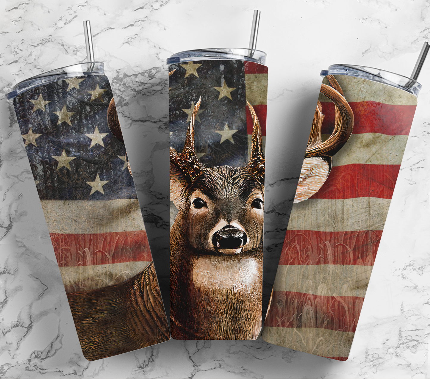 Deer On American Flag 20oz