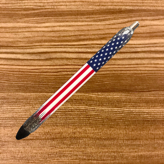 American Flag on Gray Glitter