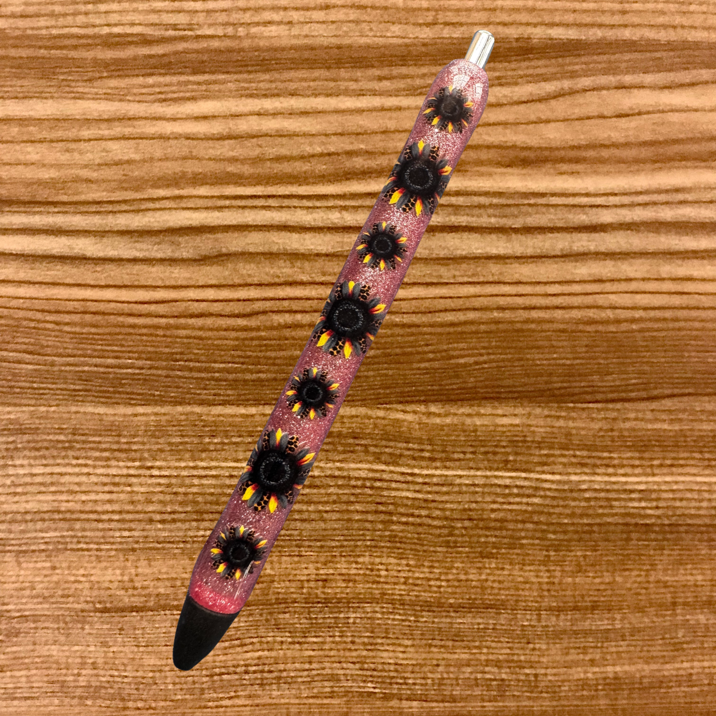 Leopard Sunflowers on Pink Glitter