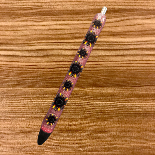 Leopard Sunflowers on Pink Glitter