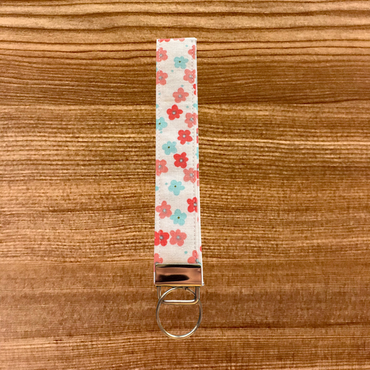 White with Pink & Blue Flowers