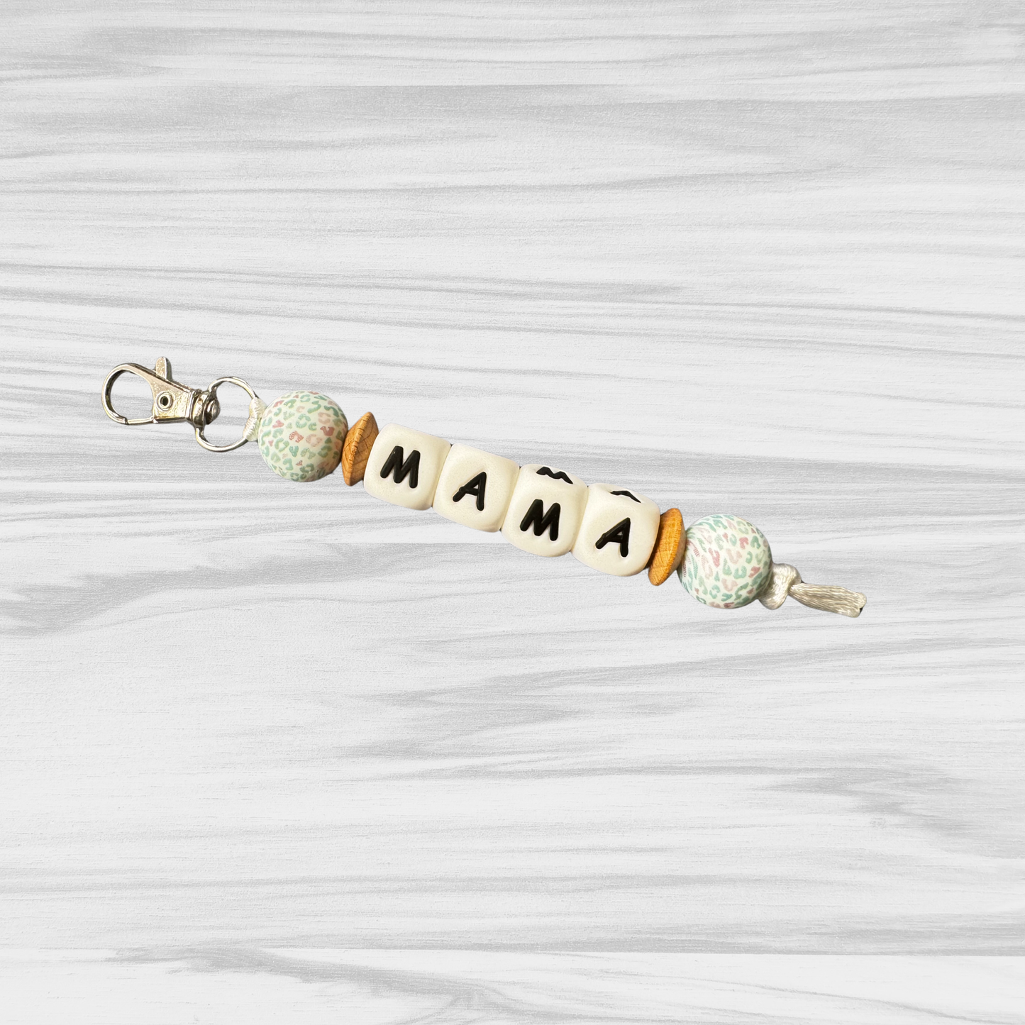 Beaded Keychain Mama Leopard